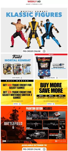 Game Stop catalogue in Abbotsford | Game Stop Weekly ad | 2025-08-14T00:00:00.000Z - 2025-08-20T00:00:00.000Z