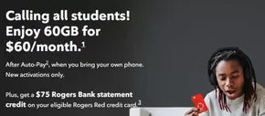 Rogers catalogue in Surrey | Calling all students! Enjoy 60GB for $60/month. | 2025-09-08T00:00:00.000Z - 2025-09-22T00:00:00.000Z
