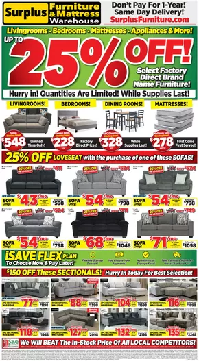 Surplus Furniture catalogue | Save up to 25 % off  | 2025-09-22T00:00:00.000Z - 2025-10-02T00:00:00.000Z
