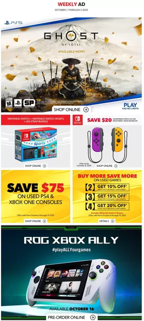 Game Stop catalogue in Sault Ste. Marie | Game Stop Weekly ad | 2025-10-02T00:00:00.000Z - 2025-10-08T00:00:00.000Z