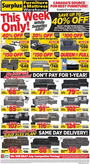 Surplus Furniture catalogue in Moncton | This week only ! | 2025-10-03T00:00:00.000Z - 2025-10-05T00:00:00.000Z