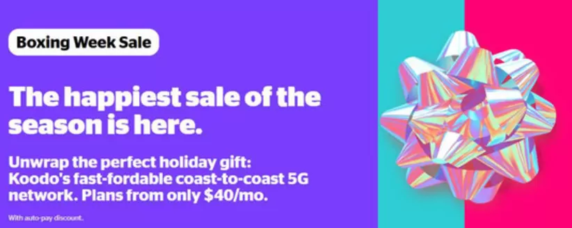 Koodo catalogue in Bible Hill | Boxing week sale  | 2025-12-23T00:00:00.000Z - 2025-12-28T00:00:00.000Z