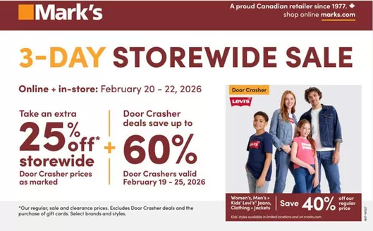 Mark's catalogue | 3-day storewide sale | 2026-02-24T00:00:00.000Z - 2026-02-25T00:00:00.000Z