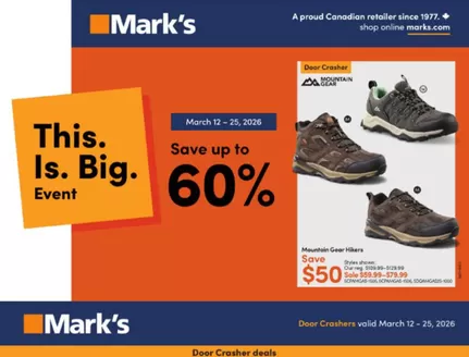 Mark's catalogue in St. John's | Save up to 60 %  | 2026-03-13T00:00:00.000Z - 2026-03-25T00:00:00.000Z