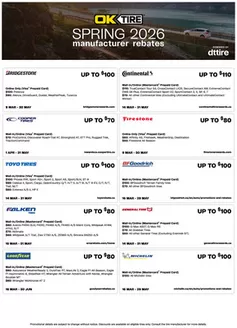 OK Tire catalogue | Spring 2026 manufacturer rebates | 2026-05-06T00:00:00.000Z - 2026-05-31T00:00:00.000Z