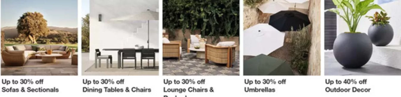 Crate & Barrel catalogue | Up to 30% off Outdoor Furniture | 2026-06-05T00:00:00.000Z - 2026-06-21T00:00:00.000Z