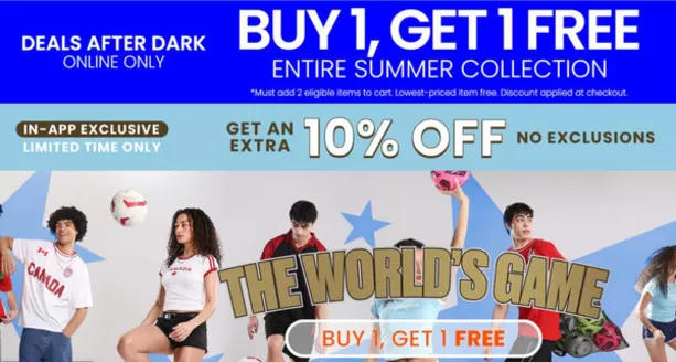 Aeropostale catalogue | Buy one get one free | 2026-06-15T00:00:00.000Z - 2026-07-13T00:00:00.000Z