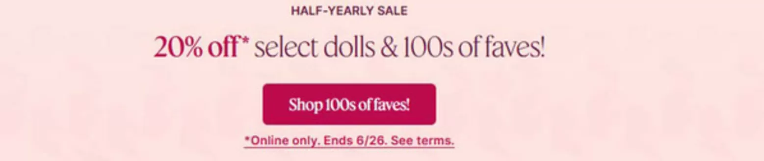 American Girl catalogue | 20 % off | 2026-06-23T00:00:00.000Z - 2026-07-13T00:00:00.000Z