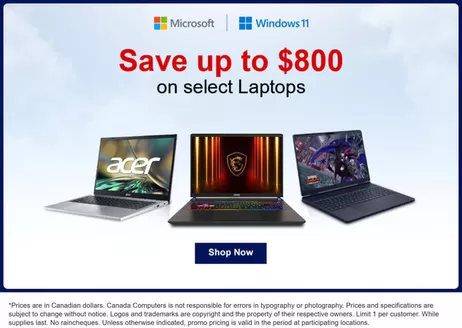 Canada Computers catalogue | Save up to $800 on select Laptops | 2026-09-24T00:00:00.000Z - 2026-09-24T00:00:00.000Z