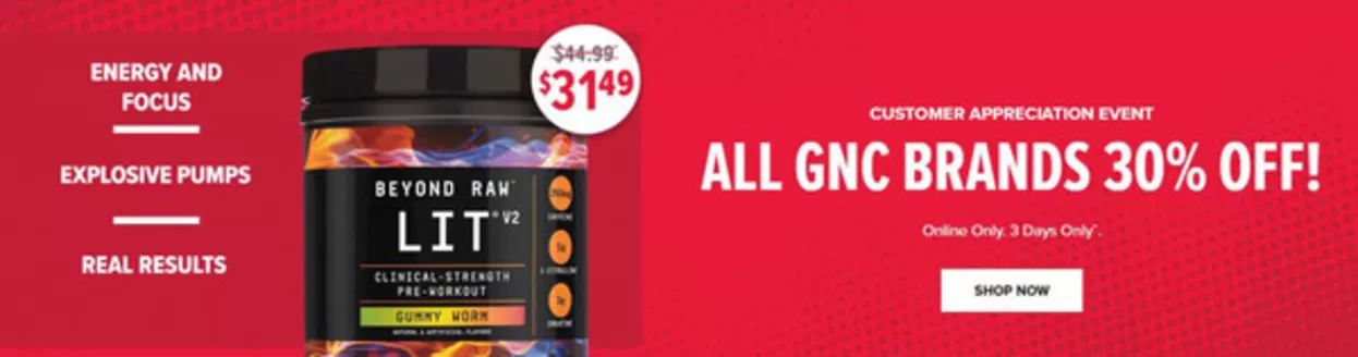 GNC catalogue | 30% off | 2026-09-28T00:00:00.000Z - 2026-10-18T00:00:00.000Z