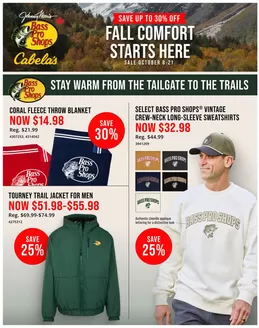 Cabela's catalogue | Save up to 30% off Fall comfort starts here | 2026-10-08T00:00:00.000Z - 2026-10-21T00:00:00.000Z