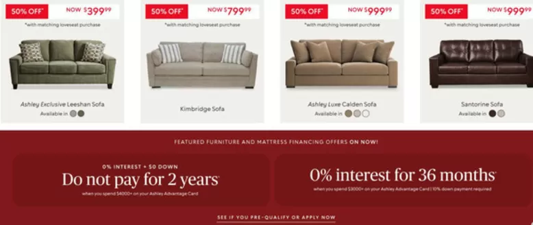 Ashley Furniture catalogue | Sit and save 50 % off Sofas | 2026-10-16T00:00:00.000Z - 2026-10-18T00:00:00.000Z