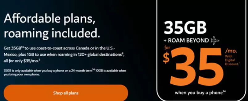 Freedom Mobile catalogue | For 35 $/mo with digital discount | 2026-10-19T00:00:00.000Z - 2026-10-21T00:00:00.000Z