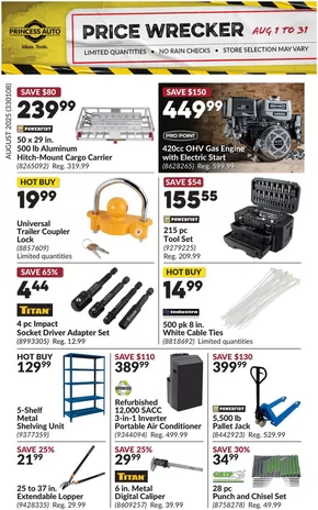 Princess Auto catalogue in Montreal | Exclusive deals and bargains | 2025-08-01T00:00:00.000Z - 2025-08-31T00:00:00.000Z