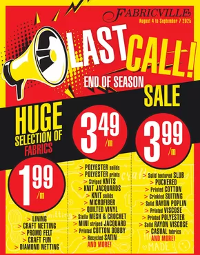 Fabricville catalogue in Hanna | End of season sale  | 2025-08-06T00:00:00.000Z - 2025-09-07T00:00:00.000Z