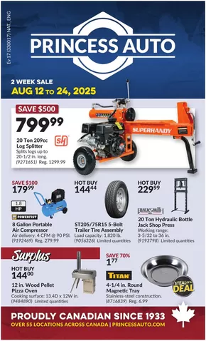 Princess Auto catalogue in Kinistino | Current special promotions | 2025-08-12T00:00:00.000Z - 2025-08-24T00:00:00.000Z