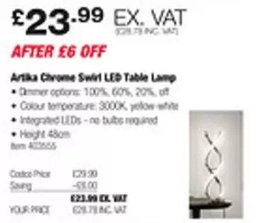 Options - Chrome Swirl LED Table Lamp