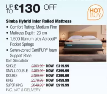 Comfort - Hybrid Inter Rolled Mattress