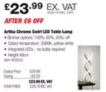 Options - Chrome Swirl LED Table Lamp