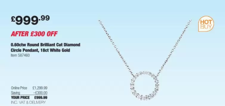 0.50ctw Round Brillant et Diamond Circle Pendant, 18ct White Gold