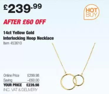 14ct Yellow Gold Interlocking Hoop Necklace