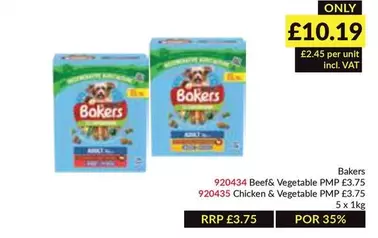 Bakers - 920434 Beef& Vegetable PMP, 920435 Chicken & Vegetable PMP