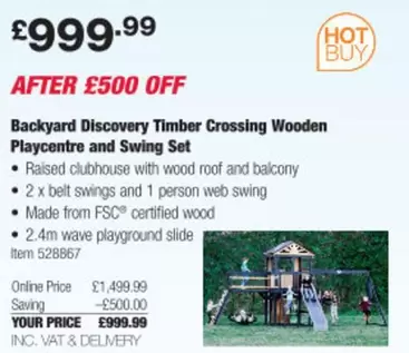 Timber Crossing Wooden Playcentre and Swing Set