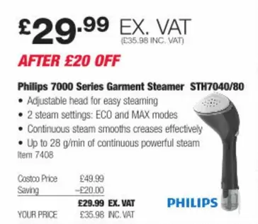 Philips - 7000 Series Garment Steamer STH7040/80