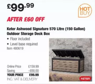 Signature - Ashwood  570 Litre (150 Gallon) Outdoor Storage Deck Box