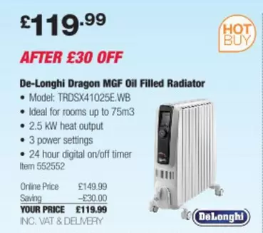DeLonghi - Dragon MGF Oil Filled Radiator