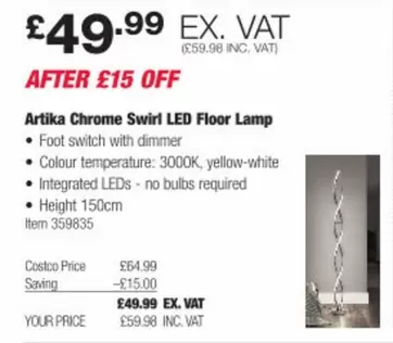 Chrome Swirl LED Floor Lamp