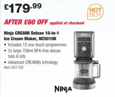 Ninja - CREAMI Deluxe 10-in-1 Ice Cream Maker, NC501UK