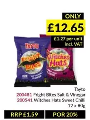 Tayto - 200481 Fright Bites Salt & Vinegar, 200541 Witches Hats Sweet Chilli