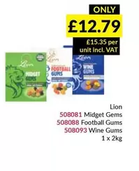 Lion - Midget Gems, Football Gums, Wine Gums