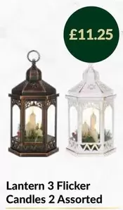 Lantern 3 Flicker Candles 2 Assorted
