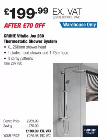 Joy - Vitalio  260 Thermostatic Shower System