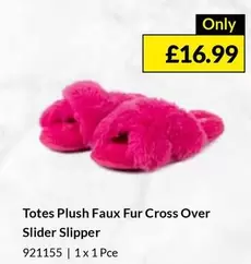 Plush Faux Fur Cross Over Slider Slipper