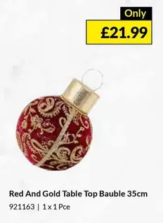 Red And Gold Table Top Bauble 35cm 921163