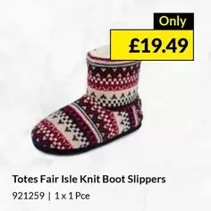 Fair Isle Knit Boot Slippers