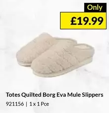 Eva - Quilted Borg  Mule Slippers