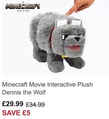 Minecraft - Movie Interactive Plush Dennis the Wolf