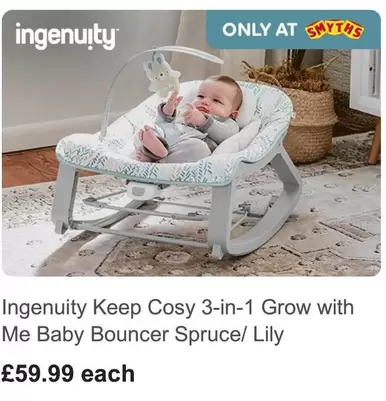 Keep Cosy 3-in-1 Grow with Me Baby Bouncer Spruce/ Lily