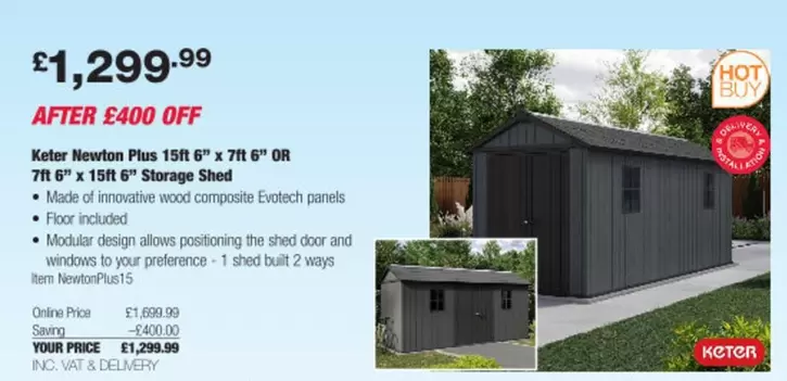 Newton Plus 156 x 76 OR 711 6 x 15 6 Storage Shed
