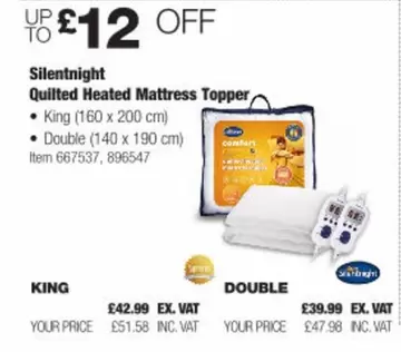 King - Quilted Heated Mattress Topper