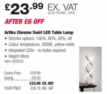 Options - Chrome Swirl LED Table Lamp