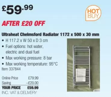 Options - Chelmsford Radiator 1172 x 500 x 30 mm
