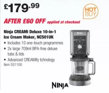 Ninja - CREAMI Deluxe 10-in-1 Ice Cream Maker, NC501UK