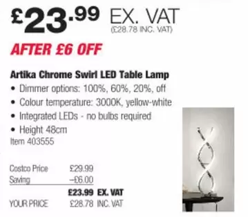 Options - Chrome Swirl LED Table Lamp