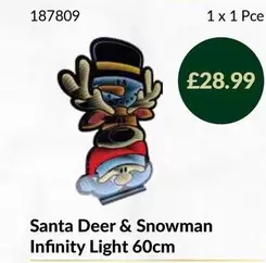 Santa Deer & Snowman Infinity Light 60cm