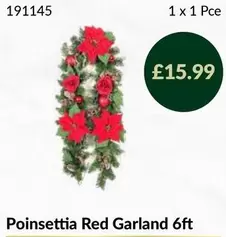 Poinsettia Red Garland 6ft